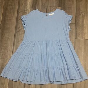 Women’s Light Blue Tiered Ruffle Sleeve Dress